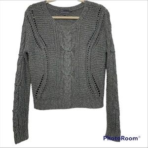 Vince Hand Knit Chunky Knit Sweater Gray Size Medium